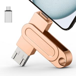 512GB Qainerly Photo Stick for Phone Flash Drive,4in1 Memory Stick for Photos and Videos USB Stick External Storage Compatible for iPhone/iPad/Android/PC (pink)