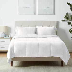 Amazon Basics 3-Piece Micromink Sherpa Bedding Set, Ultra-Soft, Warm All Season Comforter, Full/Queen, Cream