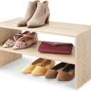 Whitmor Wood Stackable 2-Shelf Shoe Rack, White Oak, 24 inches