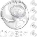 Wearable Breast Pump Milk Collector Cup Accessories,Compatible with 24mm TSRETE/kmaier/eulumap/Momcozy S9/S12 Wearable Breast Pump,Upgrade Duckbill Valve with Free Rotation,Extra 5pcs Flange Inserts