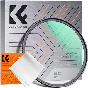 K&F CONCEPT 58mm MCUV Lens Protection Filter 18 Multi-Coated Camera Lens UV Filter Ultra Slim with Cleaning Cloth (K-Series)