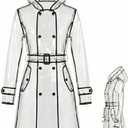 Chicingyou Waterproof Portable Clear Raincoat for Women Adult Waterproof Rain Poncho Reusable EVA Resistant Jacket with Hoods & Belt S/M