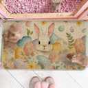 Artoid Mode Rabbit Bunny Eggs Leaves Flowers Easter Doormat, Home Decor Low-Profile Switch Rug Door Mat Floor Mat for Indoor Outdoor 17x29 Inch