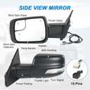 JDMSPEED Left Driver Side Door Mirror Compatible with 2019-2025 Ram 1500 with Power Folding Heated Power Glass Turn Signal Temp Sensor Blind Spot Detection Textured Black(15Pin)