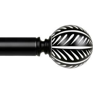 KAMANINA Wood Curtain Rods for Windows 72 to 144 Inch(6-12ft), 1 Inch Adjustable Drapery Rod, Decorative Heavy Duty Curtain Rods with Leaf Pattern Finials, Black