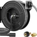 Giraffe Tools Pressure Washer Hose Reel 60ft, Power Washer Hose Reel, Pressure Washer Retractable Hose Reel, Heavy Duty, Wall/Floor Mounted, 4000 PSI, Dark Silver