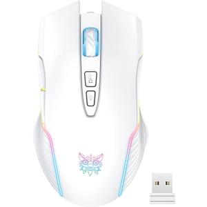 Rechargeable Wireless Gaming Mouse, Ergonomic RGB Computer Mouse with 2.4G Receiver, RGB Backlight, Adjustable DPI Up to 3600, 7 Buttons (Not Programmable) for Windows Vista Linux (White)