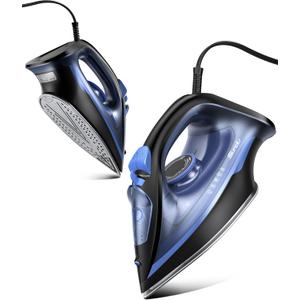 Home Steam 1500W Steam Iron & Vertical Steamer, 350ml Leak-Proof Tank, Auto-Off Safety, Burst of Steam, Self-Clean, Anti-Calc, Anti-Drip, Ceramic Soleplate Dark Blue