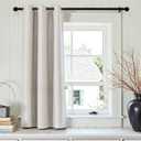 jinchan Light Green Linen Textured Curtain Grommet Top Thermal Insulated Light Filtering Drape for Living Room Cafe Farmhouse 38x54 Inches 1 Panel (Stone White)