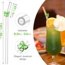 8 Pcs Fashionable Glass Straws with Bow Charms, Shatterproof Cute Fun Clear Bent Straws, Includes 2 Cleaning Brushes, Perfect for Cocktails, Coffee, Wine, Juices and Bar Drinks (Bow)
