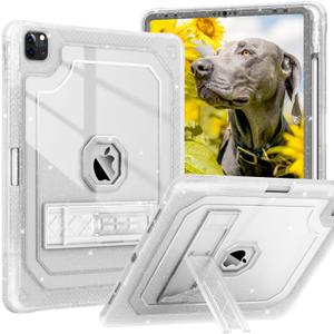 For iPad Pro 12.9 Case 6th/5th/4th/3rd Generation 2022/2021/2020/2018, 12.9 Inch iPad Pro Case Cover with Pencil Holder, Clear Glitter