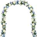2 Pack Artificial Peony Flower Garland - 6ft Silk Peony Garland Flowers Vine Blue and White Peony Silk Flowers for Wedding Arch Party Table Decoration (Blue)