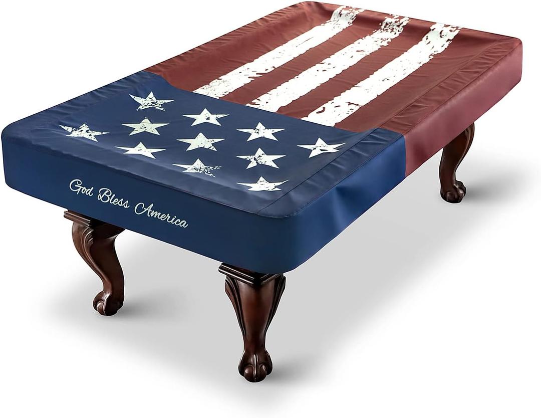 Pool Table Cover, Waterproof Indoor/Outdoor Heavy Leatherette Pool Table Accessories, Billiards Accessories for Protecting Felt, 7/8/9 Feet Fitted Billiard Covers Red & Blue(8FT/OG.)