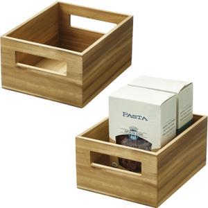 iDesign Acacia Wood Pantry Storage Bin with Handles - Set of 2 - Natural