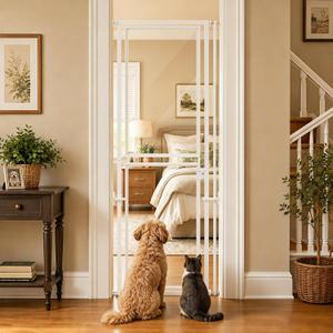 beeNbkks Extra Tall Cat Gate, 79" Tall Anti-Climb Clear Pet Barrier