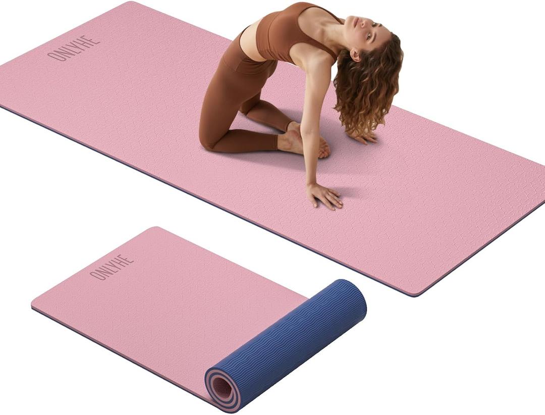 Extra Thick 12mm TPE Exercise Yoga Mat with Strap, 72"L x 24.8"W Non-slip Workout Mat for gymnastics, Pilates, Home, Workout, Gym Floor Fitness