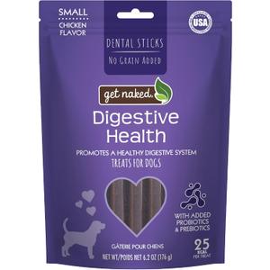Get Naked Grain Free 1 Pouch 6.2 Oz Digestive Health Dental Chew Sticks, Small (EXP 10/24/27)