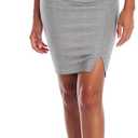 Hybrid & Company Women Pencil Skirt Premium Ponte Basic Solid Stretch Above Knee Side Slit, 2X