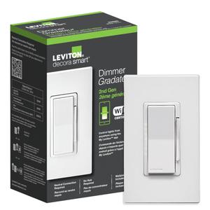 Leviton Decora Smart Dimmer Switch, Wi-Fi 2nd Gen, Neutral Wire Required, Works with Matter, Alexa, Google Assistant, Apple Home/Siri, Wired or Wireless 3-Way, D26HD-1RW, White