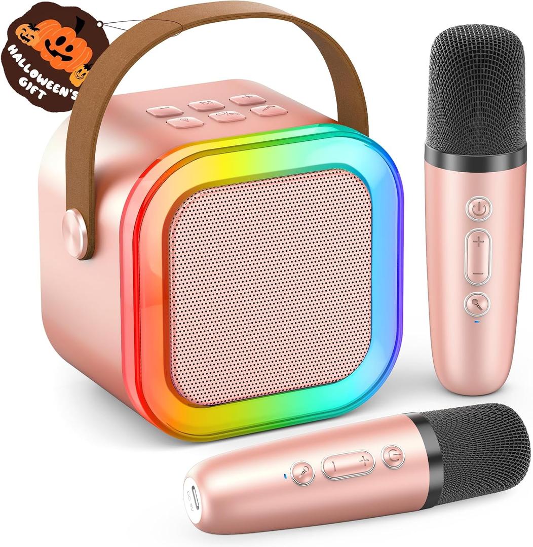 Mini Karaoke Machine for Kids Adults, Portable Bluetooth Speaker with 2 Wireless Karaoke Microphones,2025 TOP Birthday Gifts Toys for Girls 3, 4, 5, 6, 7, 8+Years Old Toddler Karaoke Player