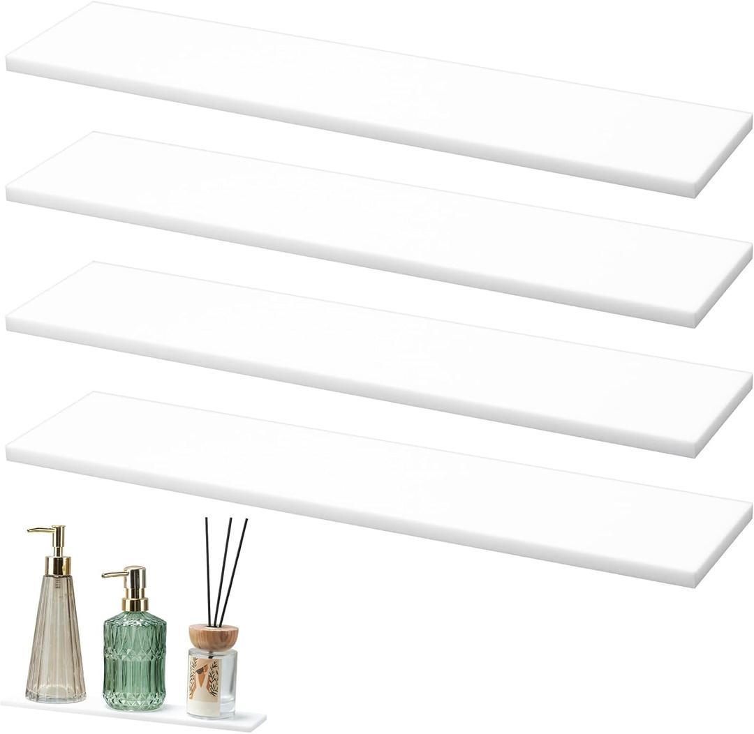 Leinuosen Medicine Shelves Acrylic Medicine Cabinet Replacement Shelves Suitable for Bathroom Living Room Kitchen Wall Mounted and Hanging Cabinet (13 Inch,White,4 Pcs)