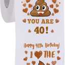 40th Birthday Gifts for Women, Men, Her, Him - Happy Prank Toilet Paper - 40th Birthday Decorations, Party Supplies Favors - 40 Years Old Funny Gag Gift Ideas, Novelty Bday Present for Friends, Family