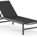 Outdoor Lounge Chairs for Pool, Aluminum Chaise Lounge Chairs with 5-Position Recliner, Patio Lounge Chair for Backyard, Poolside, Deck, Lawn, Black