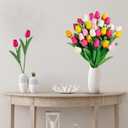 Sggvecsy 30 Pcs Fake Tulips Artificial Flowers Real Touch PU Faux Flowers Tulip Stems for Wedding Spring Bouquet Floral Arrangement Home Office Party Decorations for Mother's Day (Multi Colors)