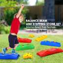 MOCUTEEN Kids Balance Beam & Toddler Stepping Stones 8PCS Sensory Toys for Balance & Coordination Non-Slip Surface with Rubber Pads Max Load 220LBS Multi-Color Indoor Play Five Star Pattern