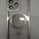 Magnetic Clear Case for iPhone 16 Pro Max with Full Camera Cover | Compatible with MagSafe | Anti-Yellowing TPU & Shiny Frame, Shockproof Slim Fit - Silver