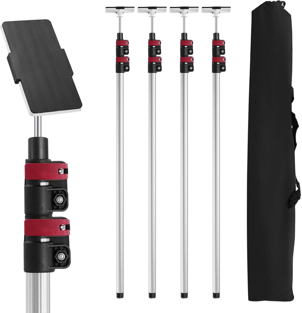 12FT Dust Barrier Poles 4 Pack withCarry Bag, Stainless Steel Retractable Zipper Wall Poles Kit for Renovation, Remodeling and Isolation Work