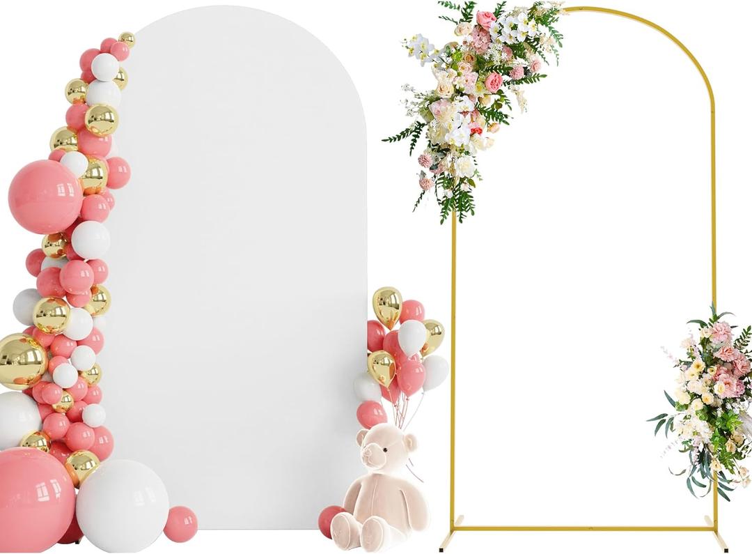 Wokceer 7.2 FT Wedding Arch Backdrop Stand and White Arch Cover, Metal Arch Stand with Arch Stand Cover for Birthday Party Wedding Ceremony Bridal Baby Shower Event Decor Wokceer 7.2 FT Wedding Arch Backdrop Stand and White Arch Cover, Metal Arch Stand with Arch Stand Cover for Birthday Party Wedding Ceremony Bridal Baby Shower Event Decor
