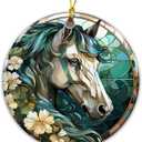 5 x Horse Ornament 2025  White Elephant Gift Ornament, Artistic Horse Lover Gift, Rustic Farmhouse Holiday Tree Decoration, Animal Art Floral, Country Home Dcor