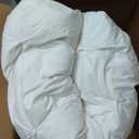 ELNIDO QUEEN Feather Comforter Queen Size Duvet Insert, Luxurious Fluffy Hotel White Pinch Pleat Bedding Comforter - Ultra Soft All Season 100% Cotton Shell, Queen 90x90 Inch (White Twisted Flower)