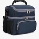 FlowFly Double Layer Cooler Insulated Lunch Bag Adult Lunch Box Large Tote Bag for Men, Women, With Adjustable Strap,Front Pocket and Dual Large Mesh Side Pockets