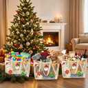 Ofiray-home Beach Bags for Women - Large Cotton Mesh Tote Bag, Foldable Shoulder Bag for Travel Beach Picnic Vacation (Beige With Red)