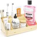 Bathroom Counter Organizer and Storage, 7 Slots Detachable Toothbrush Holders for Bathrooms, Anti-Slip Electric Toothbrush and Toothpaste Holder Countertop Vanity Organizer Accessories for Adults Kids
