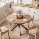 ChooChoo 47.2 Inch Round Dining Table for 4, Farmhouse Wood Kitchen Table, Round Dinner Table for Kitchen & Dining Room, Walnut, 47.2 inch diameter