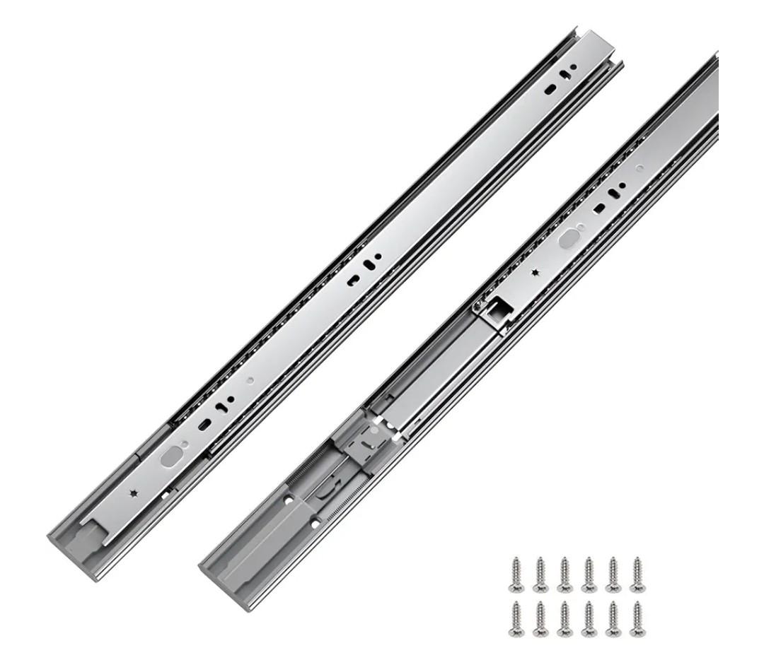 goldenwarm 2 Pair Metal Silver Drawer Slides 22 Inch, Side Mount Ball Bearing Full Extension Glides for Dresser, Tool Box, Trash Can, and Kitchen Cabinets, Heavy Duty 100 LB Capacity