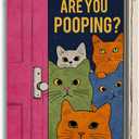 Funny Bathroom Cat Sign - Are You Pooping Wooden Wall Decor for Toilet Restroom, Humorous Cat Bathroom Wall Art, Funny Bathroom Decor Gift, 8x10 Inches - C02