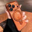 Magnetic for iPhone 17 Pro Max Case Clear,Invisible Ring Stand,Built-in Camera Lens Protector, Compatible with MagSafe,Shockproof Case for 17 ProMax, Orange