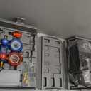 VTG VOGTEN 4.5 CFM AC Vacuum Pump and Gauge Set,for Mini Split/HVAC/Auto Systems,Manifold Gauge Kit Fits R134a R22 R410a R404a,with Leak Detector,Upgraded Trifold Storage Case,3 Hoses,R134a Can Tap