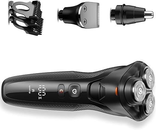 Cordless Electric Razor for Men: 3-in-1 Shaver for Beard/Nose/Sideburns - IPX7 Waterproof Travel Kit - Turbo Speed & Precision Blades