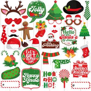 KatchOn, 35 Pcs Huge Christmas Photo Booth Props Kit, DIY | Christmas Decorations Indoor | Holiday Photo Booth Props for Photoshoot Selfie Xmas Decorations | Navidad Decoracin (Multi Color)