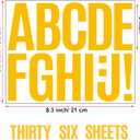 Bemeol 36 Sheets Letter Stickers 3 Inch Vinyl Letters Alphabet Stickers Self Adhesive Stick on Letters for School Office Home Bulletin Boards Mailbox Decor(Yellow,3Inch)