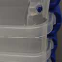 HOMZ 5-Pack Latching Lid, Clear Plastic Storage Organizer Bins, 7.5 Quart, Blue Latch - Stackable Organizing Containers for Home, Garage, and Office