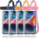 Waterproof Phone Pouch Bag - 7.5in Water Proof Cell Phone Case for Beach Travel Must Haves, Waterproof Phone Holder with Lanyard for iPhone 16 15 14 Pro Max Galaxy S24+ Pixel 8 Pro, Cruise Essentials ([Black+Nav+Orangey+Pink] Waterproof Phone Pouch)
