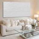 GAIDUOMAI White Canvas Wall Art Abstract Textured Painting Line Pictures Wall Decor Hand Painted Modern Wall Art for Living Room Dining Room Kitechen 24x48 Inch