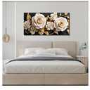 Flower Large Canvas Wall Art for Living Room Bedroom Home Office White and Gold Wall Art Blossom Picture Framed Wall Decor Modern Canvas Prints 20x40 In