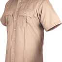 First Class 100% Polyester Short Sleeve Men's Uniform Shirt White (X-Large, Tan)